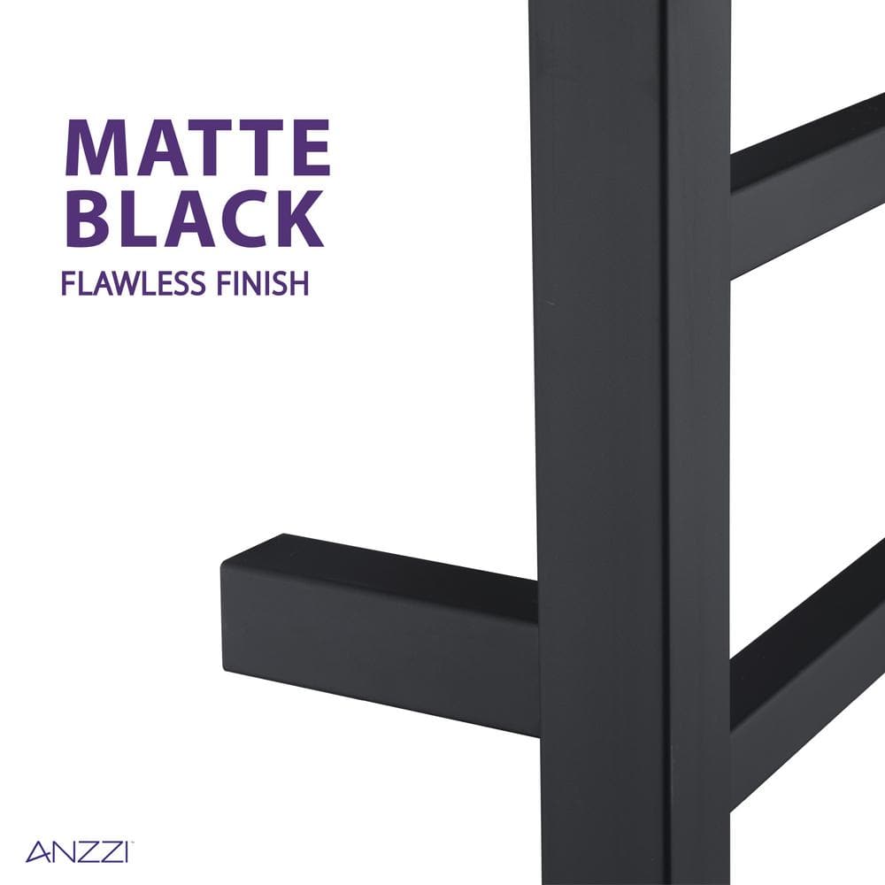 Matte Black Stainless Steel Wall Mounted 8-Bar Towel Warmer