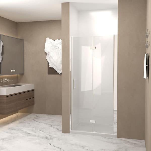 28 in. W x 72 in. H Bifold Frameless Shower Door in Chrome with 1/4 in. (6 mm) Clear Tempered Glass