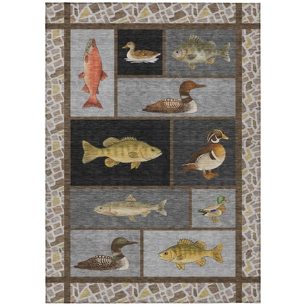 Chantille Machine Washable Indoor/Outdoor Abstract ACN2606 Gray 5 ft. x 7 ft. 6 in. Area Rug