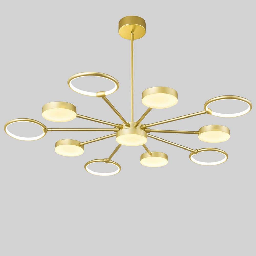 Home Lighting 45-Watt 11-Light 47. 24 in. Modern LED Round Gold Pendant Light, for Dining Rooms, Bedrooms, etc price history on PriceWatchPro