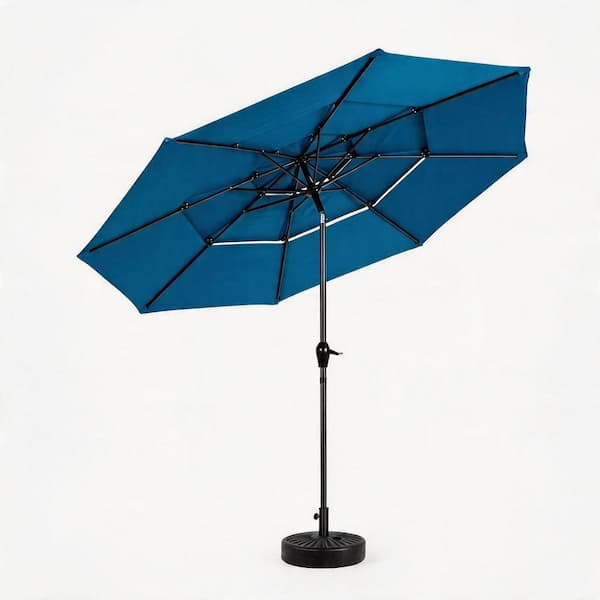 cobalt patio umbrella Corliving 11.5ft 360 Degree Rotating Deluxe Offset Cobalt Blue Patio  Umbrella