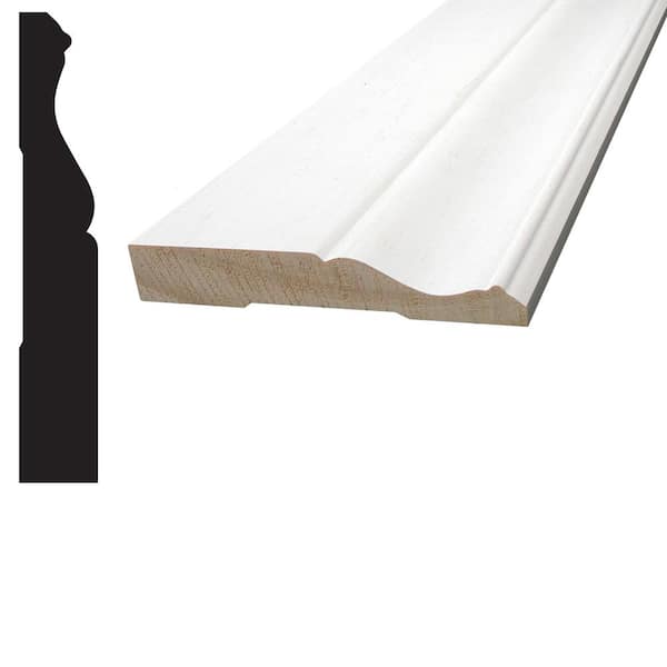 Alexandria Moulding 11/16 in. D x 5-1/4 in. W 96 in. L Pine Wood Finger-Joint Baseboard Moulding Pack (4-Pack)