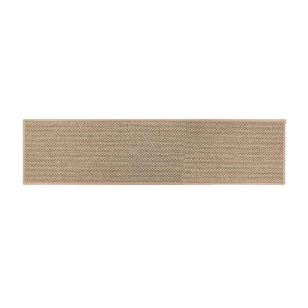 Beige 9 in. x 36 in. Linen Stair Tread Cover Set of 15, Non-Slip Peel and Stick for Wooden Steps