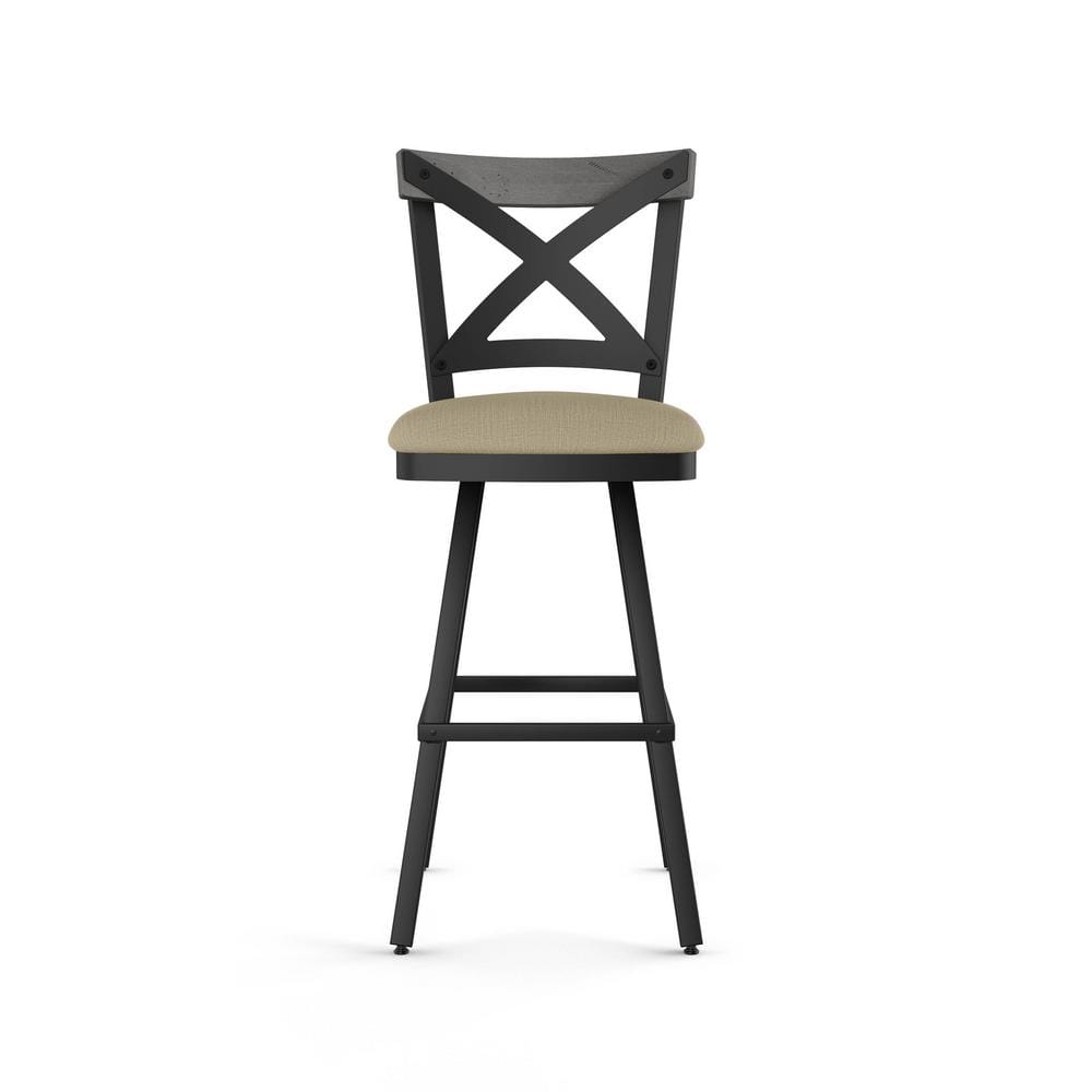 Rustic Farmhouse 32" Swivel Bar Stool in Black Wood and Metal