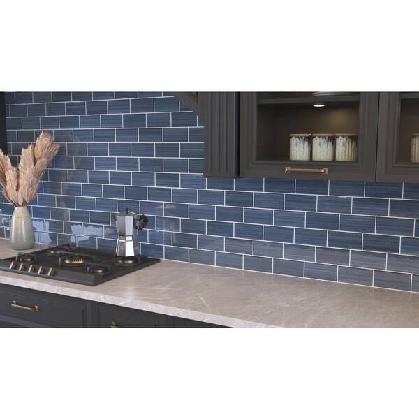 Hand Painted Rectangular 3 in. x 6 in. Coastline 80 glass tile (10 sq. ft./per Case)