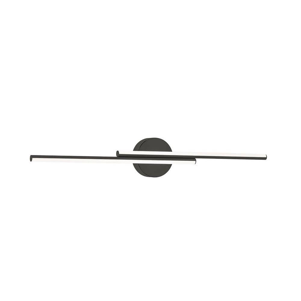 Ella 30 in. 2-Light Black, Frosted LED Vanity Light Bar with White Acrylic Shade price history on PriceWatchPro