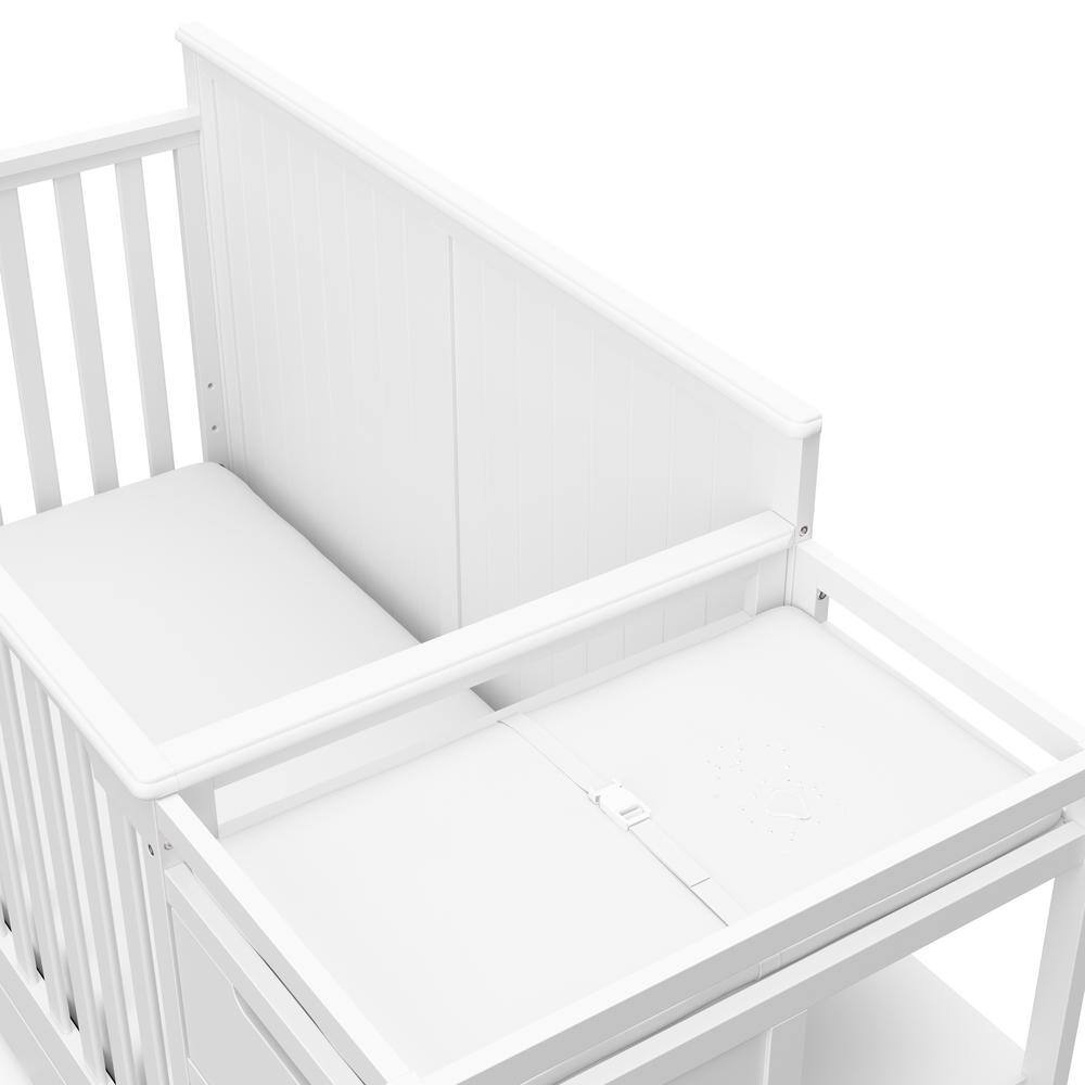 White 5-in-1 Convertible Crib and Changer with Drawer