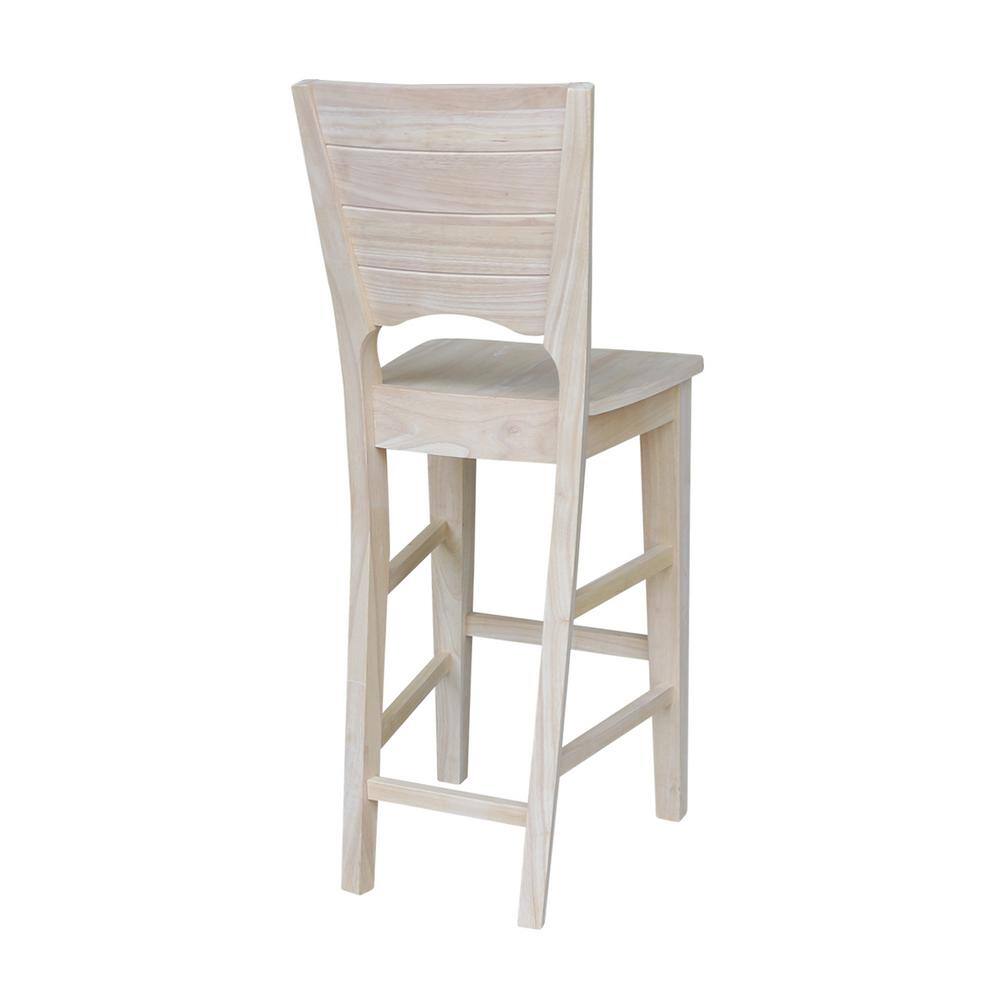 Rustic Farmhouse 30" Saddle-Style Solid Wood Barstool in Natural Brown