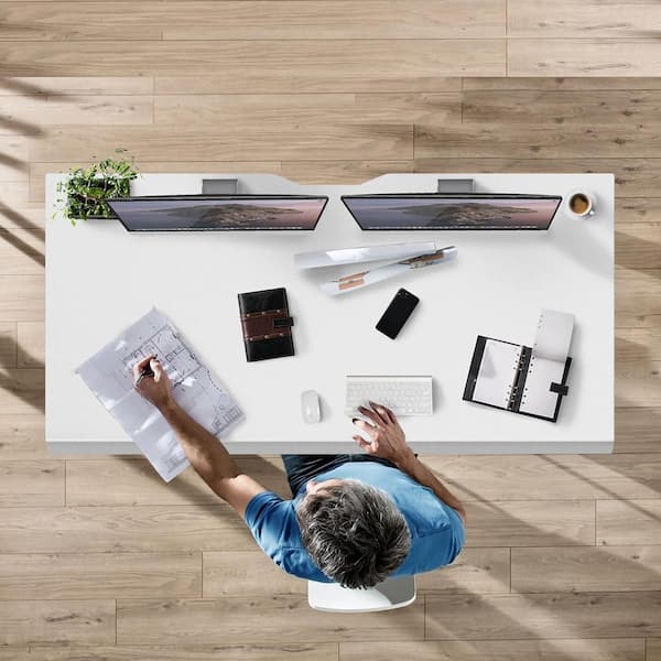 mount-it! 60 in. Rectangular White Tabletop Dual Motor Electric
