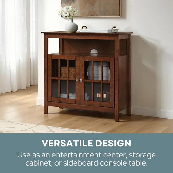 Convenience Concepts Big Sur 36 in. Dark Walnut Wood TV Stand Fits