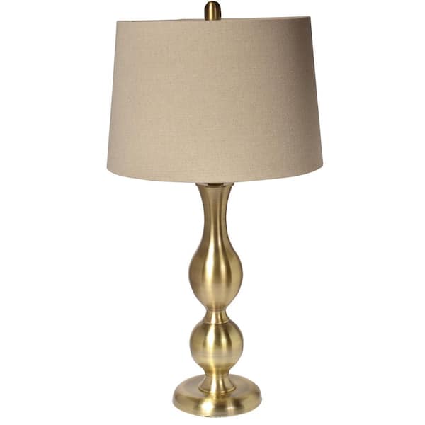 Decor Living Marin 28.75 in. Antique Brass Table Lamp with Natural Shade