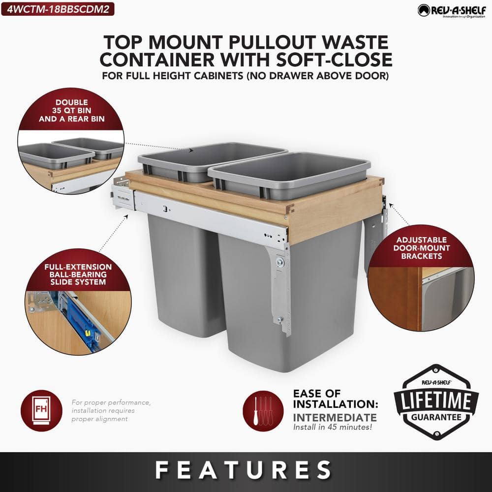 Silver Maple Pull-Out Soft-Close Trash Can System
