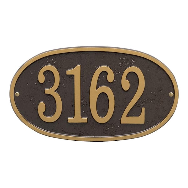 Fast and Easy Oval House Number Plaque, Bronze/Gold