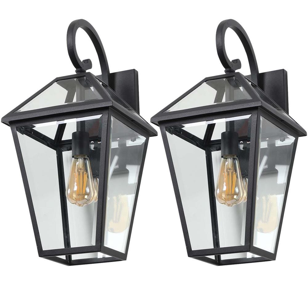 21 in. x 10 in. Black Hardwired Indoor, Outdoor No Bulbs Lantern Included Bulkhead Light with Integrated LED 2-Pack price history on PriceWatchPro