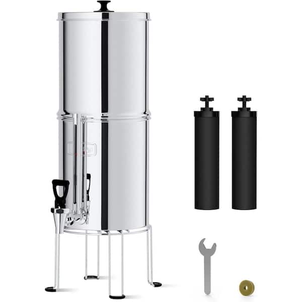 King Tank 3-Stage Gravity-Fed Water Filter System with Upgrade 3 Black Carbon Filters in Black