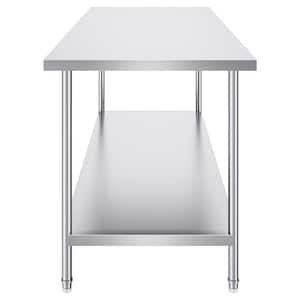 30 x 72 x 34 In. Stainless Steel Commercial Kitchen Prep Table 920 lbs. Load Capacity with 3 Adjustable Height Levels