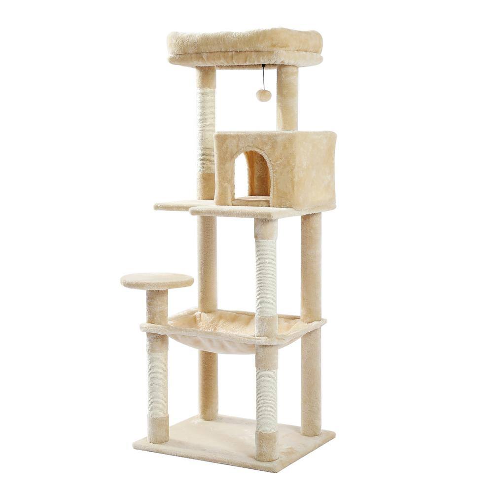Medium to Large 56.3 in. Plush Sisal Scratcher with 2 Door Condo House Cat Tree in Beige price history on PriceWatchPro