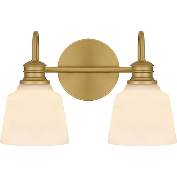 Quoizel Hinton 14 in. 2-Light Aged Brass Vanity Light