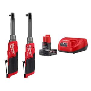 M12 FUEL 12V Lithium-Ion 1/4 in. - 3/8 in. Extended Reach High Speed Cordless Ratchets w/XC 4.0Ah Battery Starter Kit