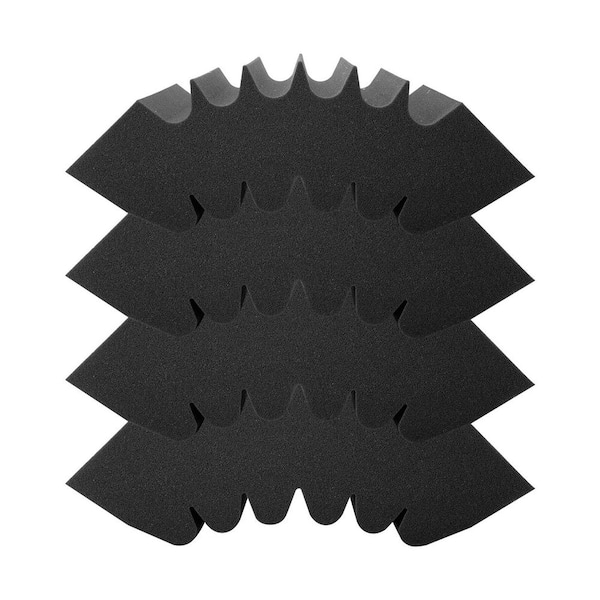 Acoustic Foam Panels, 4 Pack 16.5 x 6.3 x 12 in. es, Adhesive High Density Soundproof Wall Panels, Polyurethane, Black