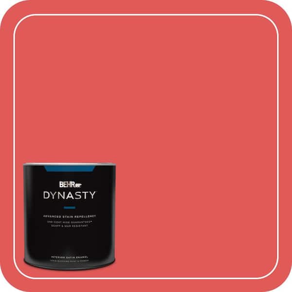 BEHR DYNASTY 1 qt. #150B-6 Firecracker Satin Enamel Interior Stain-Blocking Paint and Primer