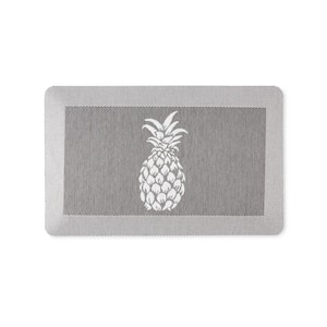 Aloha Modern Pineapple Grey 19.6 in. x 32 in. Anti-Fatigue Kitchen Mat