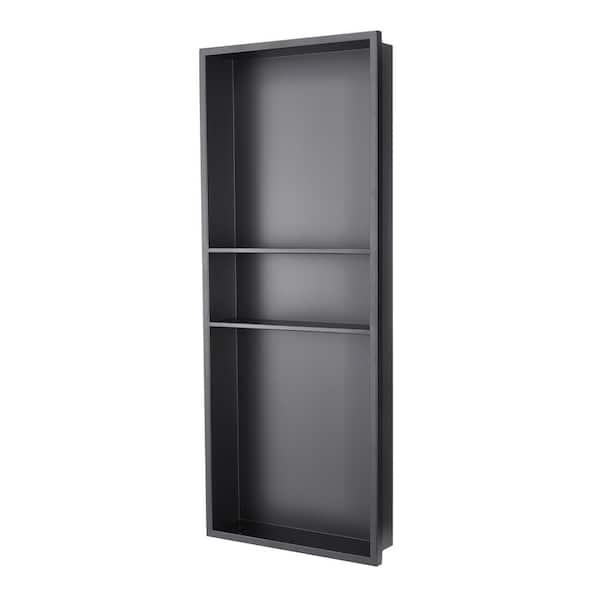 16 in. W x 40 in. H x 4 in. D Stainless Steel Shower Niche in Matte Black