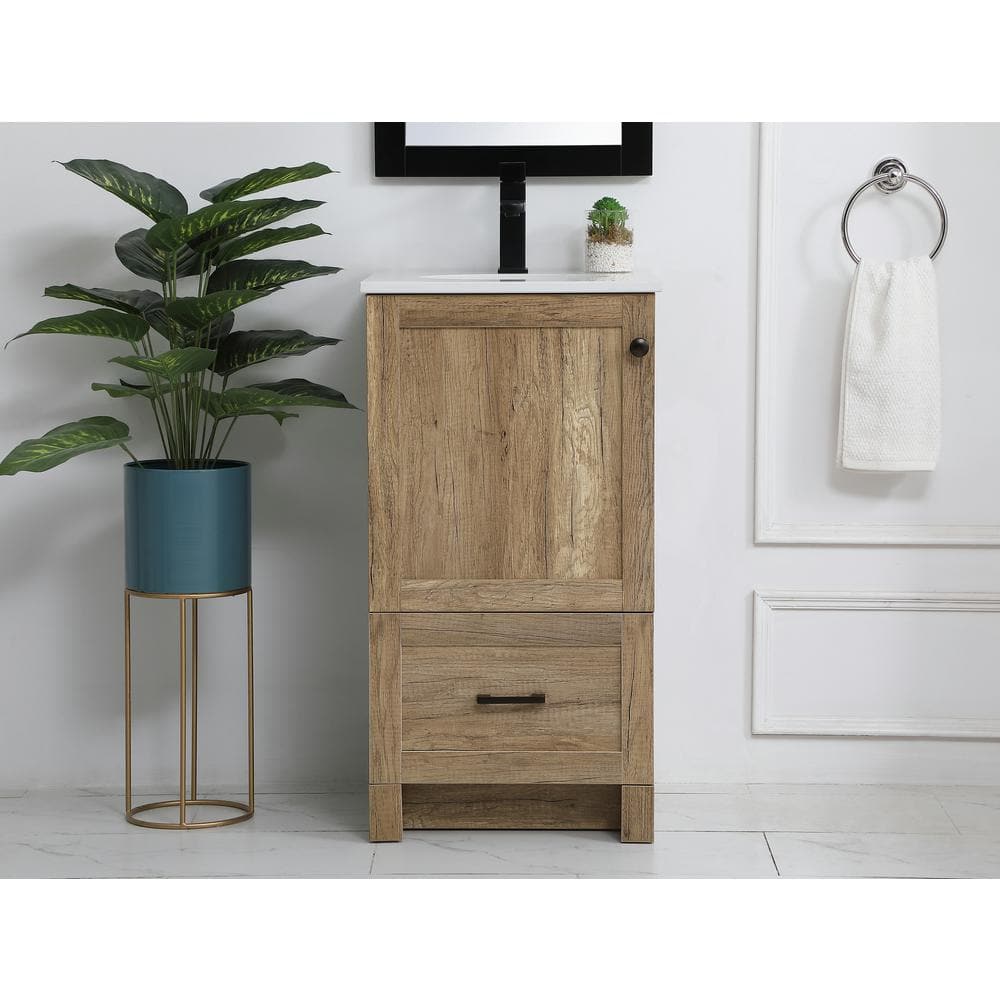Soma 18" Natural Oak Single Bathroom Vanity with Porcelain Sink
