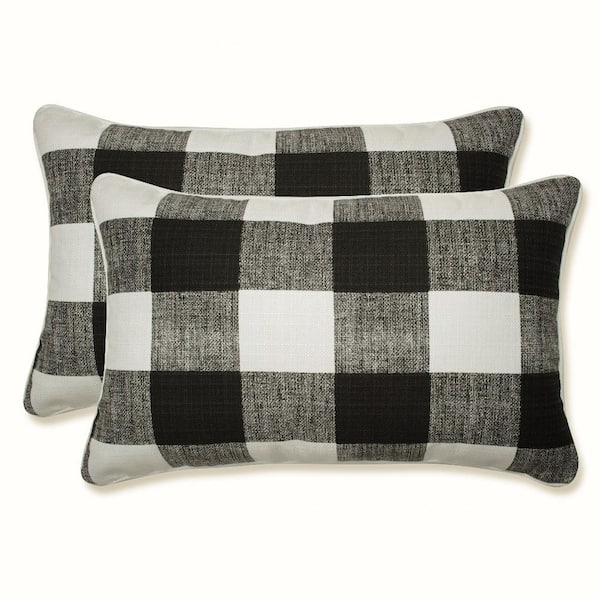Pillow Perfect Black Rectangular Outdoor Lumbar Throw Pillow 2-Pack