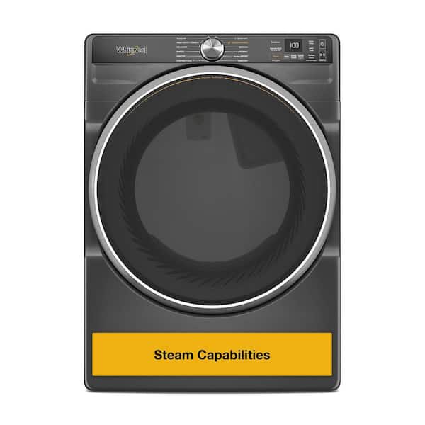 7.4 cu. ft. vented Front Load Gas Dryer in Volcano Black with Steam Capabilities