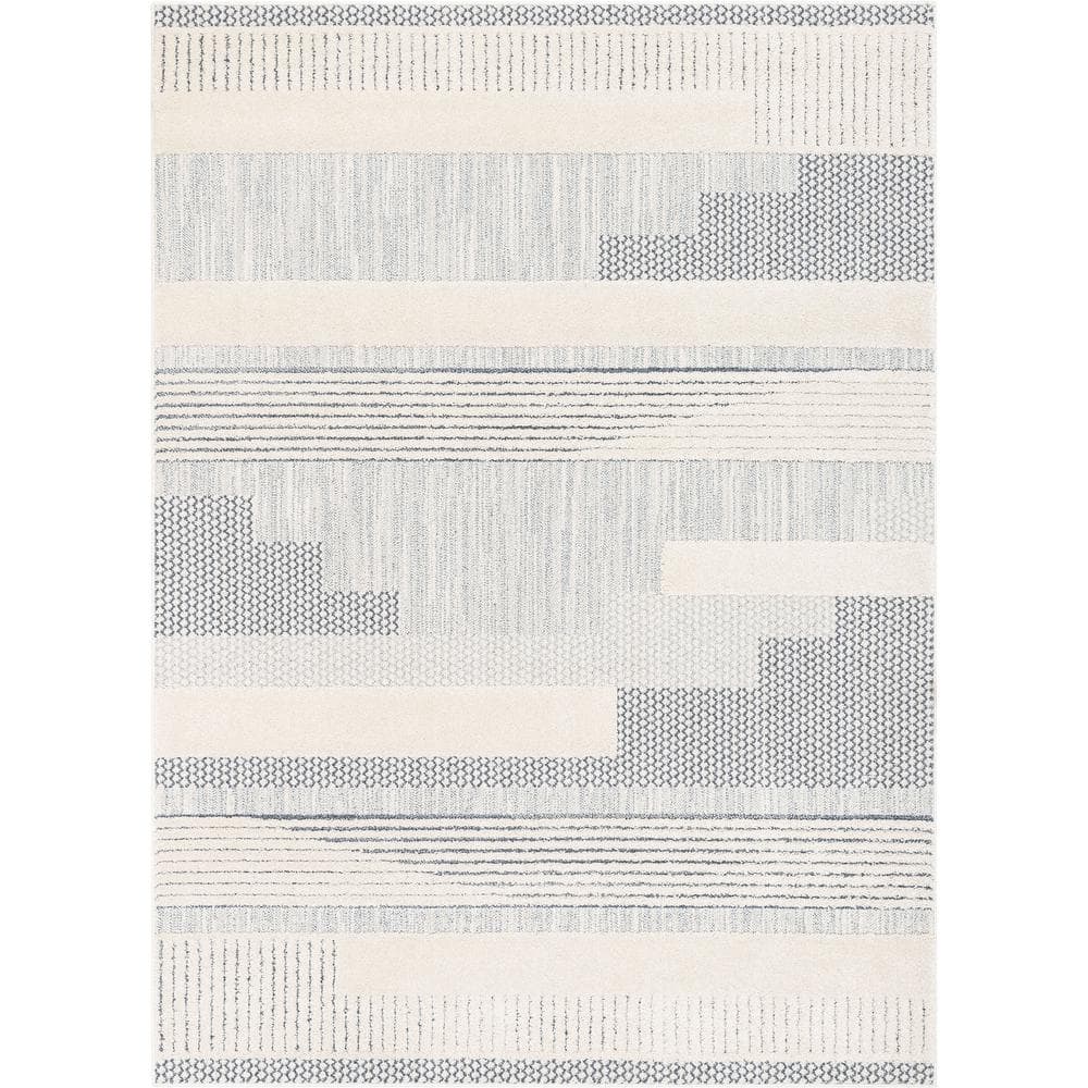 Well Woven Harlow Briar Contemporary Geometric Abstract Light Blue High-Low 5'3" x 7'3" Area Rug