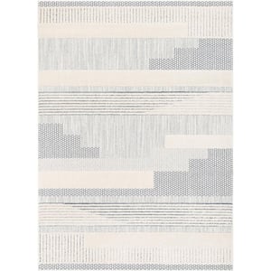 Harlow Briar Light Blue 5 ft. 3 in. x 7 ft. 3 in. Tribal Geometric Abstract Looped Pile Area Rug