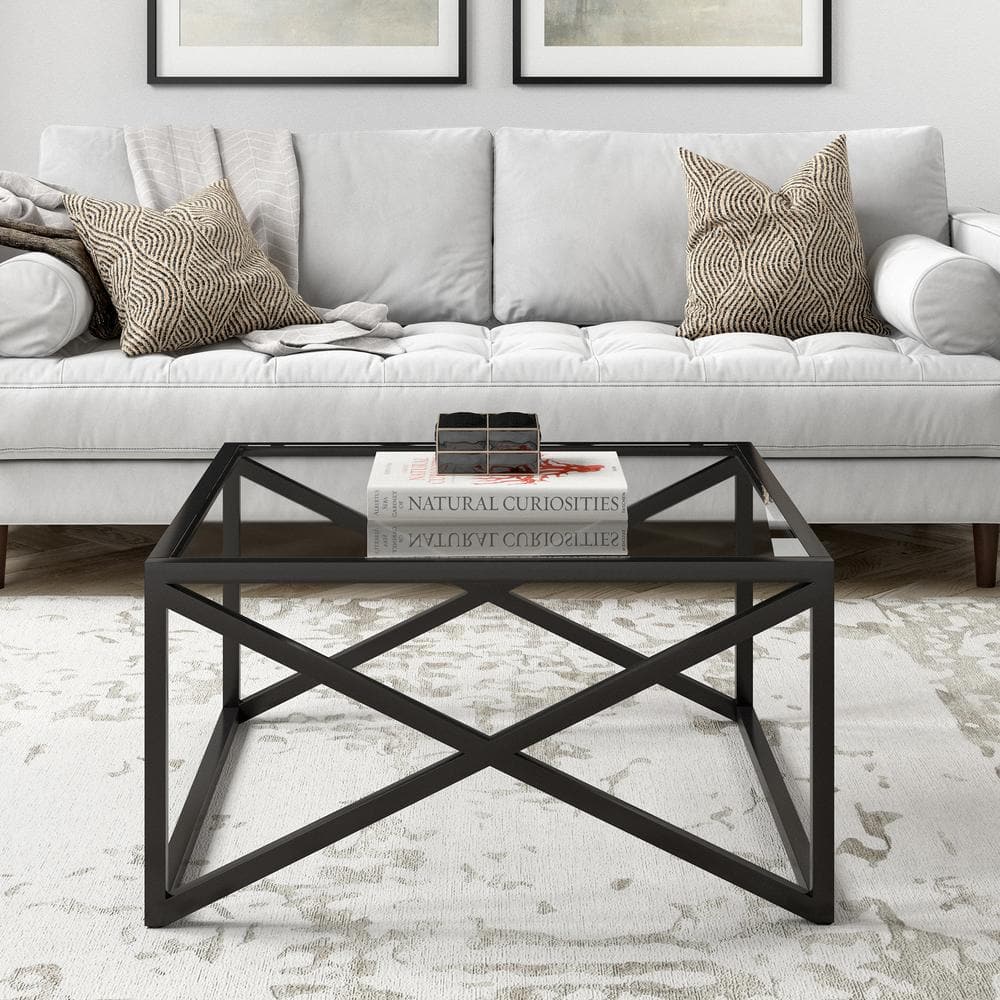 Calix 32'' Blackened Bronze Square Glass Coffee Table