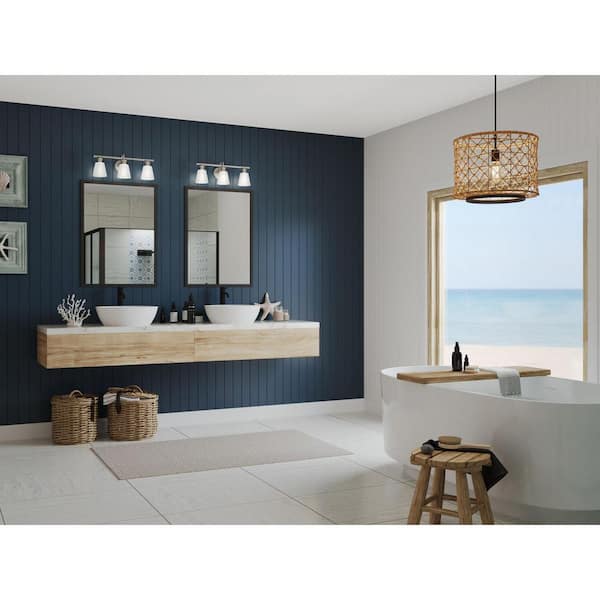 Ashford 3-Light Brushed Nickel Opal Glass Farmhouse Wall Light