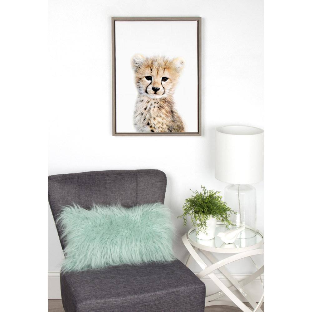 Baby Cheetah Portrait Framed Canvas Wall Art