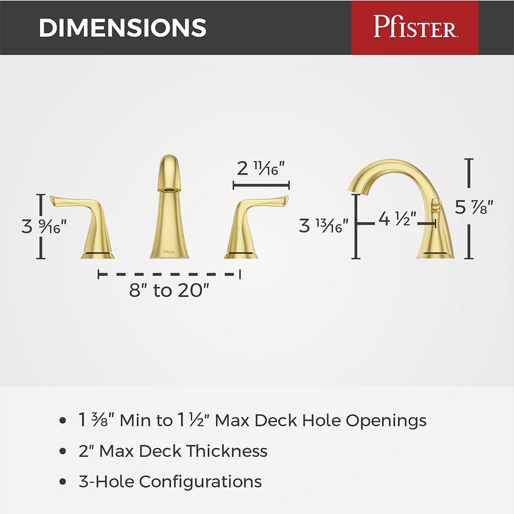 Willa Brushed Gold Widespread Bathroom Faucet with Drain Assembly