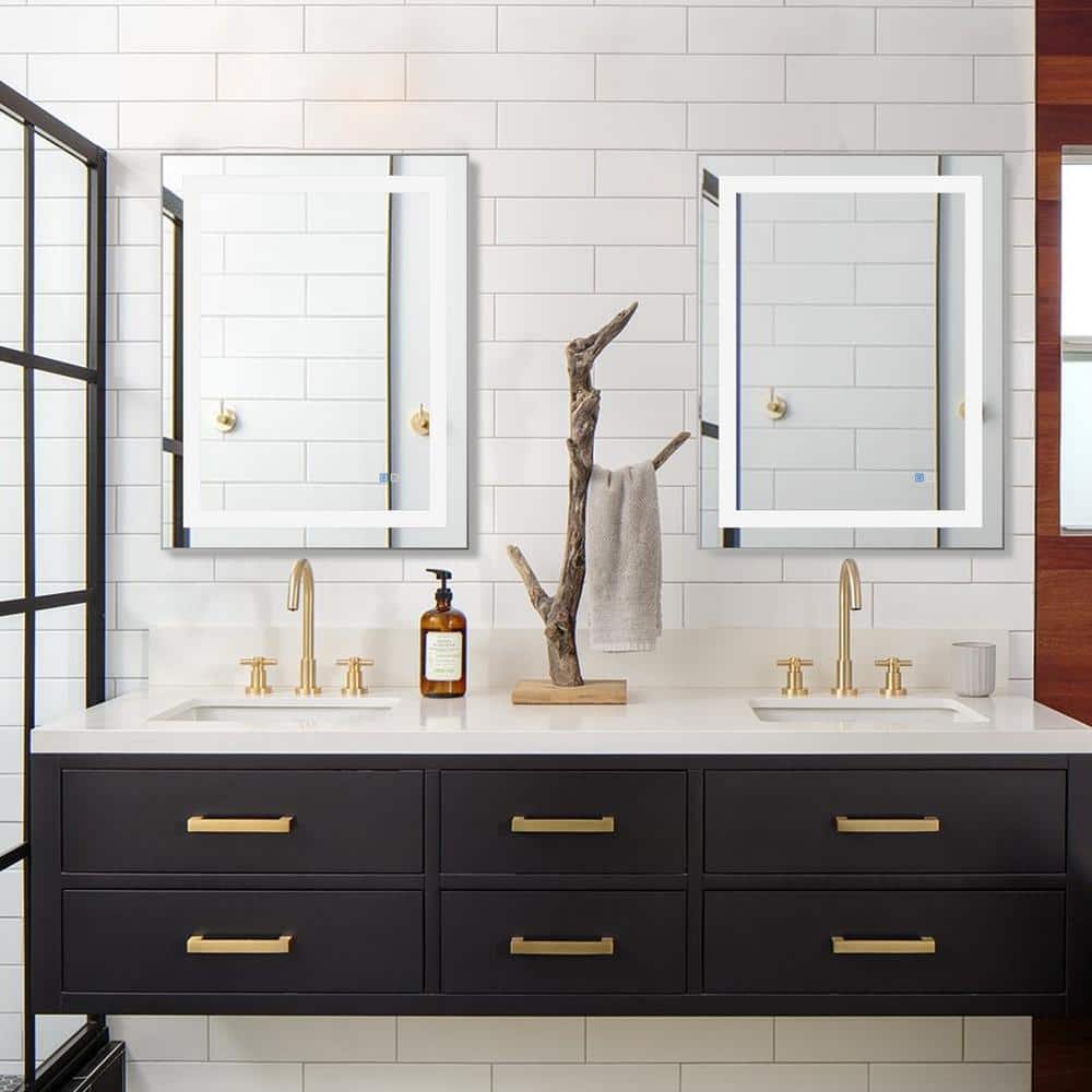 28 in. x 36 in. Rectangular Aluminum Framed Wall Mount Slim LED Light Bathr