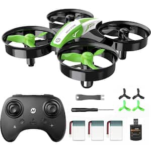 Mini Drone Quadcopter Plane for Kids and Beginners with Auto Hover, 3D Flips, 3-Batteries, Headless Mode, Green