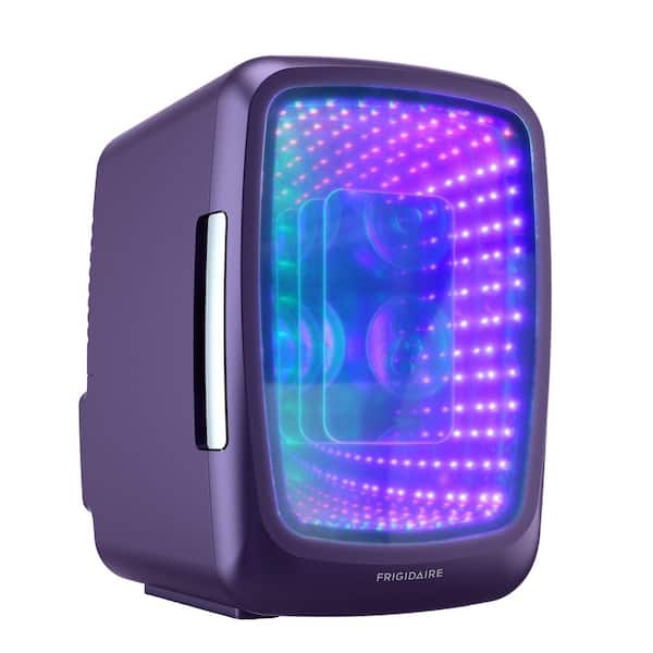 0.3 cu. ft. 6-Can Retro Mini Refrigerator in Purple with Lights