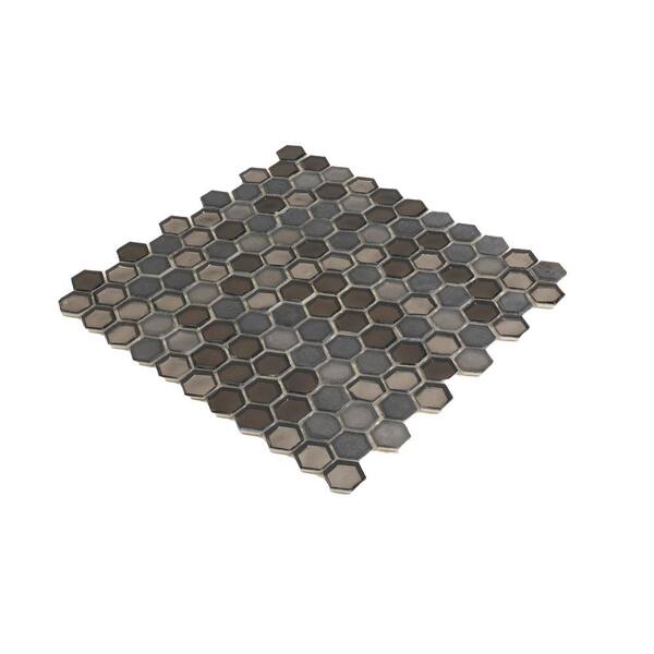 Apollo Tile 10.8 in. x 11.5 in. Gray Hexagon Polished and Honed