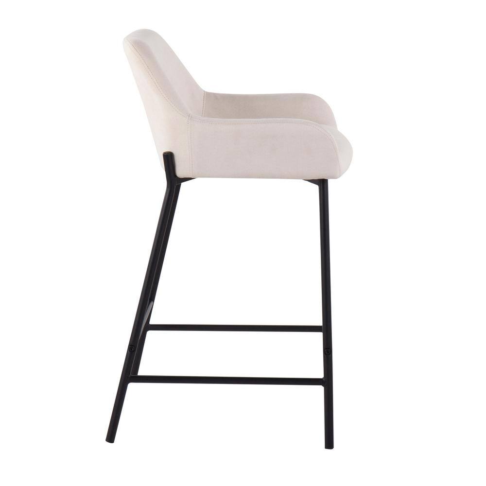 Daniella Cream Fabric and Metal Industrial Counter Stools - Set of 2