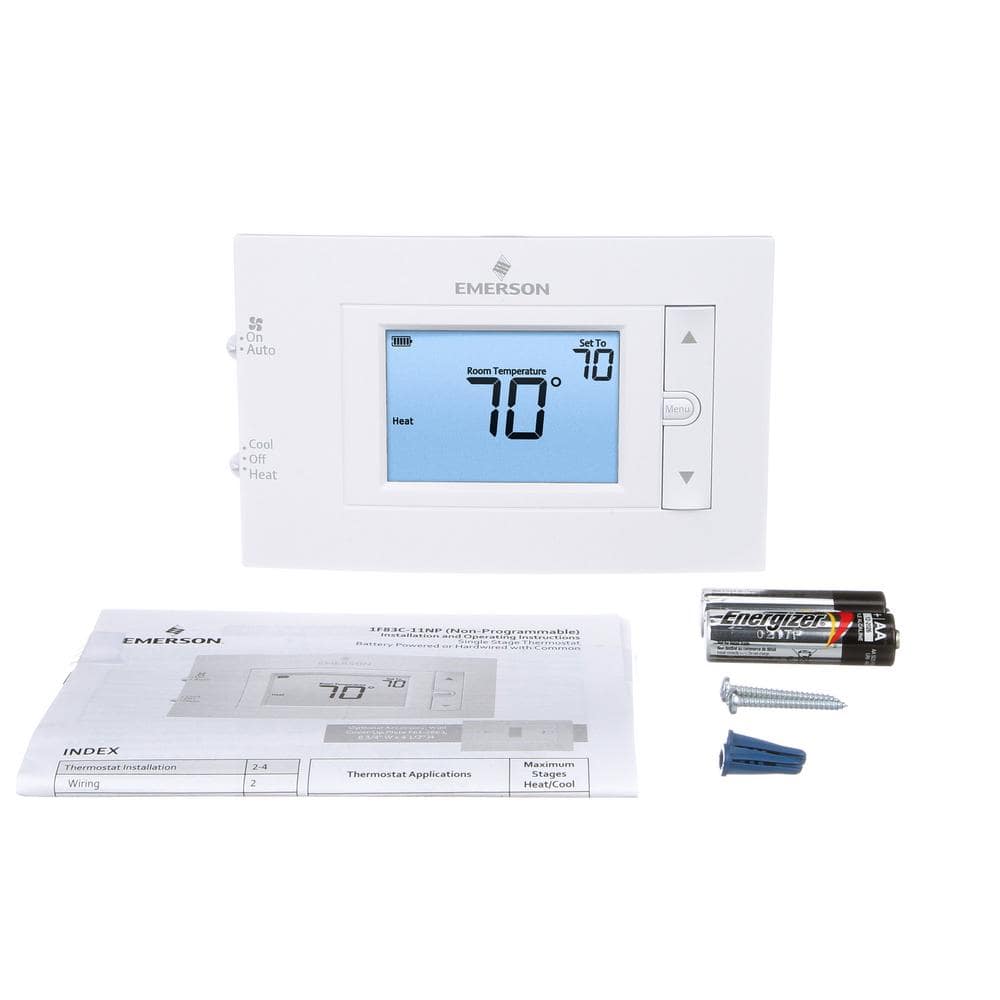 Emerson White Digital Non-Programmable Thermostat with Backlit Display