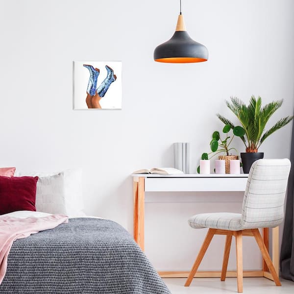 Blue Glam Cowgirl Boots by Amanda Greenwood Unframed People Graphic Art Print 12 in. x 12 in.