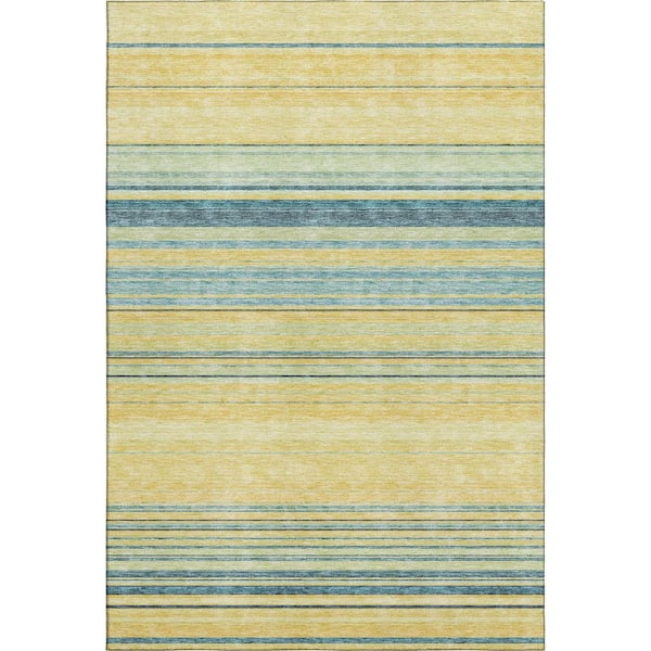 Mayfield Premium Machine Washable Abstract AMF979 Yellow 9 ft. x 12 ft. Area Rug