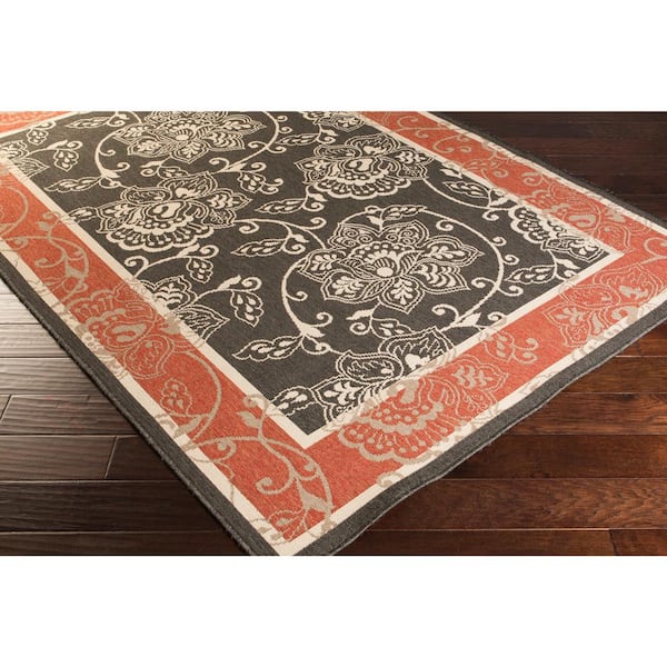 Tereza Black 7 ft. x 7 ft. Square Indoor/Outdoor Patio Area Rug