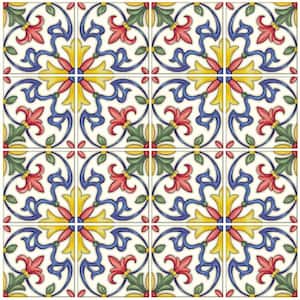 Multi-Color Vinyl Tuscan Tile Peel Stick Backsplash Tiles