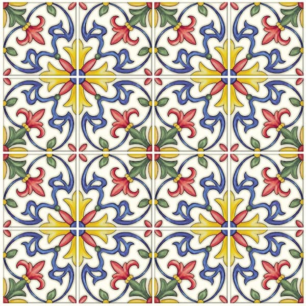InHome Multi-Color Vinyl Tuscan Tile Peel Stick Backsplash Tiles