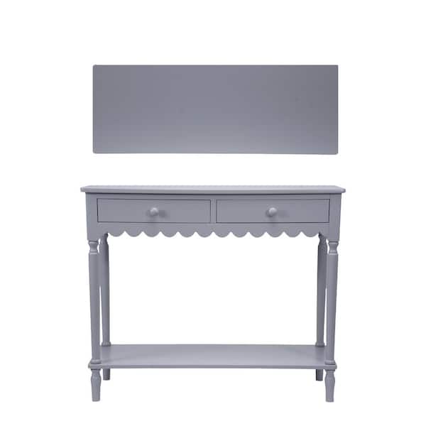 35.4 in. Lavender Rectangle Wood Console Table with 2 Drawers and 1 Shelf