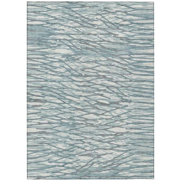 Chantille Machine Washable Indoor/Outdoor Abstract ACN2771 Teal 10 ft. x 14 ft. Area Rug