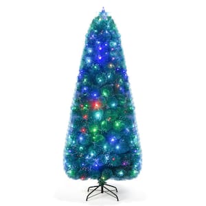 7 ft. Green Pre-Lit Fiber Optic Christmas Tree with 226 Multi-Color LED Lights and Top Star Light